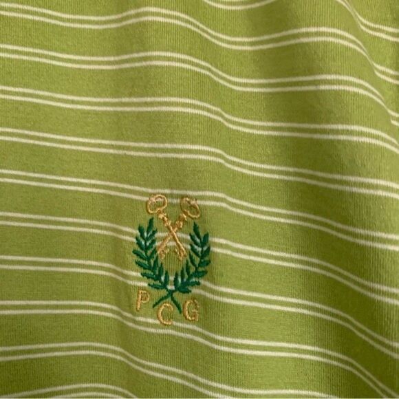 Bobby Jones Green Pima Cotton Striped Golf 3 Button Polo Sz L - Picture 7 of 8
